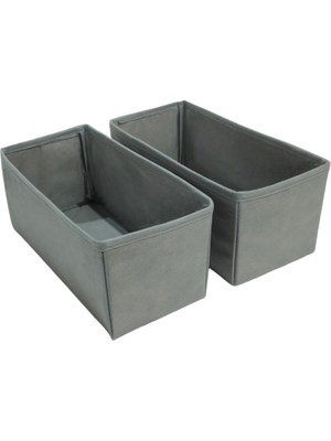 Die Grup Tr 2'li Gri Çekmece Içi Düzenleyici Organizer Set - Çok Amaçlı Dolap Içi Kutu Seti (28 * 13 * 13)