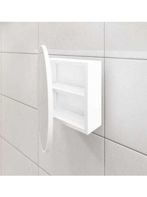 Die Grup Tr Oval Aynalı Lavabo Üstü Banyo Dolabı - Beyaz