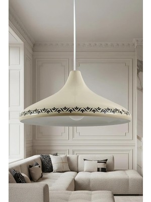Die Grup Tr Nova Tulip Metal Sarkıt Avize, Bohem Tavan Lambası ve Salon Oturma Odası Aydınlatması - Krem - 35 cm – Modern Dekoratif Avize, Tavan Aydınlatması