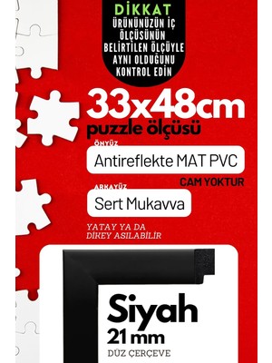 Die Grup Tr 21LIK Puzzle Poster Resim Çerçevesi Pvcli Postersiz Resimsiz Çerçeve (Siyah, 33X48)
