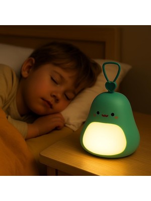 Die Grup Tr Avokado Tasarımlı Gece Lambası – 3 Kademeli Işık Ayarı, Rgb Atmosfer Modu, USB Şarjlı, Taşınabilir Silikon Bebek Uyku Işığı, Yumuşak Gece Aydınlatması, Bebek–çocuk Odası Için (Turkuaz)