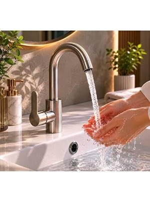 Die Grup Tr Inox Açılır Kapanır Sıcak Soğuk Su Girişli Lavabo Bataryası