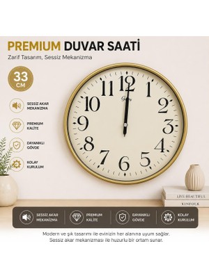 Die Grup Tr Galaxy Duvar Saati, 33 Cm, Sessiz Akar Dekoratif KC10