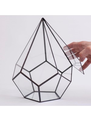 Die Grup Tr 31X22X2CM Siyah Geometrik Teraryum Cam Fanus Takı Aksesuar Çikolata Kutusu