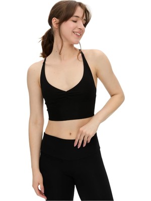 Die Grup Tr Ecovero Göğüs Pedli Büzgülü Askılı Büstiyer – Yoga ve Pilates Spor Sütyeni, Ayarlanabilir Askılı Crop Top