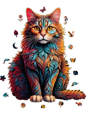 Die Grup Tr Ahşap Puzzle Yetişkin - Kedi - 250 Parça, 27 x 33 cm - Yapıştırıcı Folyo Dahil - Benzersiz Şekilli Parçalar & Özel Figürler - Wz-25