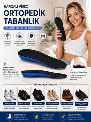 Die Grup Tr Hafızalı Visko Ortopedik Tabanlık, Memory Foam Teknoloji, Iç Ayakkabı Tabanı, Topuk Dikeni, Rahat, Koşu Tabanlığı, Konfor, Darbe Emici,1 Çift (Siyah, 36-42)