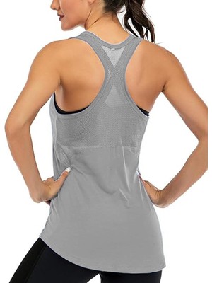 Die Grup Tr Kadın Racerback Sırt Açık Yarı Fileli Antrenman Yoga Koşu Spor Atlet Tank Tops 1780