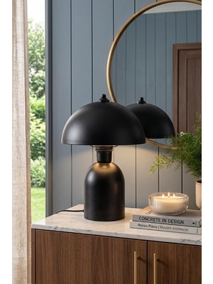 Die Grup Tr Luna Abajur, Bohem Masa Lambası ve Salon Oturma Odası Aydınlatması - Siyah - 25 cm – Modern Dekoratif Masa Lambası, Gece Lambası