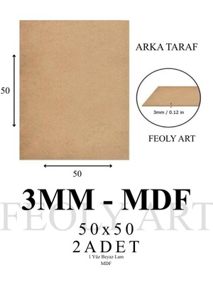 Die Grup Tr 3 mm 50X50 Mdf Plaka (2 Adet) - Hobi, Maket, Ahşap El Sanatları Için Uygun (2`li Paket)