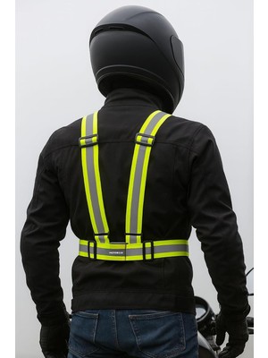 Die Grup Tr Motosiklet ve Bisiklet Reflektörlü Kemer Yelek, Unisex, Siyah