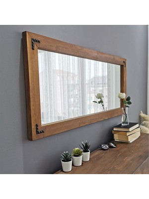 Die Grup Tr Doğal Ahşap Dekoratif Salon Duvar Ayna 110X50 Cv
