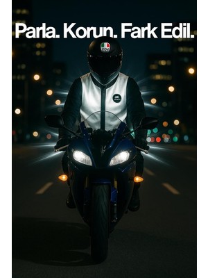 Die Grup Tr Motosiklet Reflektörlü Yelek, Su Geçirmez, Full 3m Reflektör, Siyah-Beyaz, Xs Beden
