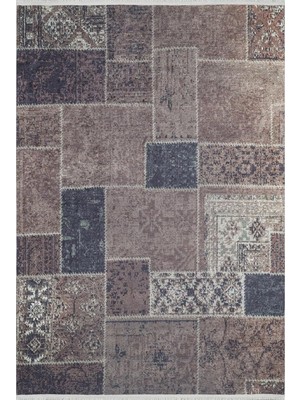 Die Grup Tr 130X190 cm Biecz Kahverengi Patchwork Yün El Dokuma Modern Geometrik Etnik Eskitme Desenli Boho Oturma Odası Salon Yolluk Koridor Mutfak Halısı