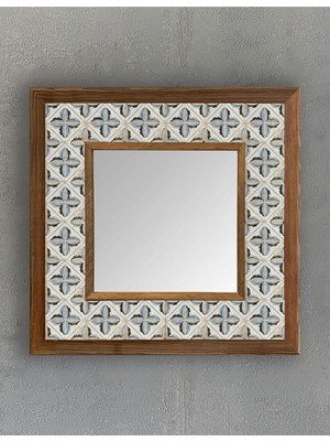 Die Grup Tr Oscar Stone Decor Masif Çerçeveli Mozaik Taş (Mermer) Ayna 33X33 cm Seramik Desenli Vintage Ayna AYN-105