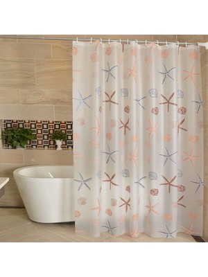 Die Grup Tr Xspring Duş Perdesi, Peva Plastik Su Geçirmez Duş Perdesi, Metal Halkalı Ağır Hizmet Tipi Perde Astarı, Banyo Dekorasyonu Için, Küf ve Suya Dayanıklı, 180X200 cm (Deniz Yıldızı)