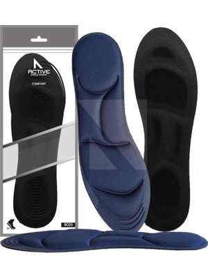 Die Grup Tr BC03 | Memory Foam, Tüm Ayakkabılarla Uyumlu, Rahat, Konfor, Darbe Emici ve Yumuşak Iç Tabanlık (Lacivert, 40-45)