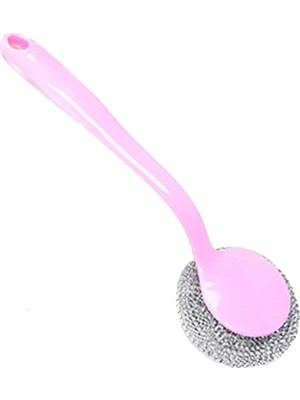 Die Grup Tr Saplı Bulaşık Teli, Pembe Renkli, Uzun Saplı Metal Tel Sünger, 4 Adet Tel ile Birlikte (Pembe)