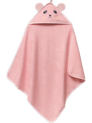 Die Grup Tr Pandadots 3D Kapüşonlu Bebek Havlusu – 3D Panda Nakışlı,soft Cotton, 80X80 Cm, 0–12 Ay (Pembe)