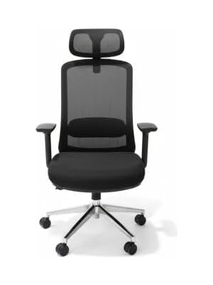 Die Grup Tr Atom Ofis London Black Yönetici Çalışma Koltuğu, Siyah, File Sırt, Hareketli Bel Desteği, Alüminyum Ayak, 74X52X52 Cm, 16 kg