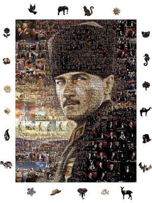Die Grup Tr Ahşap Puzzle Yetişkin - Ölümsüz Atatürk - 450 Parça, 29 x 39 cm - Yapıştırıcı Folyo Dahil - Benzersiz Şekilli Parçalar & Özel Figürler - R1-30