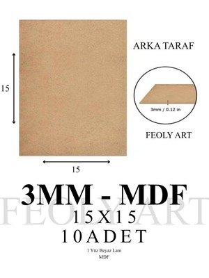 Die Grup Tr 3 mm 15X15 Mdf Plaka (10 Adet) - Hobi, Maket, Ahşap El Sanatları Için Uygun (10`lu Paket)