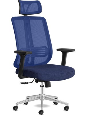 Die Grup Tr Spark Ofis Sandalyesi Baş Destekli Fileli Sırt Ergonomik Çalışma Koltuğu (Lacivert)