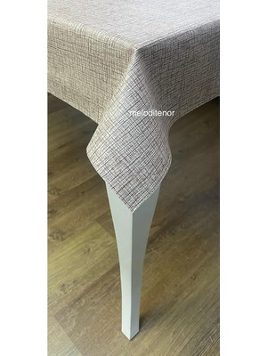 Die Grup Tr Elyaf Astarlı Kırçıllı Kumaş Görünümlü Desen Kaymaz Pvc Muşamba Masa Örtüsü Kahverengi 100 x 140