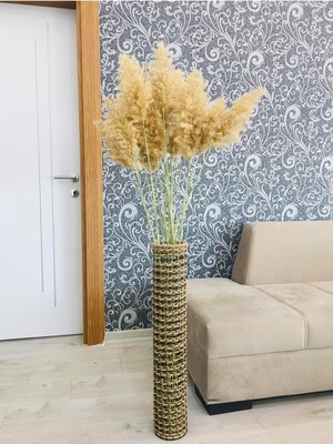 Die Grup Tr Asenya Hasır Örgü Vazo 70 cm Ters Örgülü Tasarım Vazo Çiçeklik Yapay Çiçek Vazosu Dekoratif Saksı