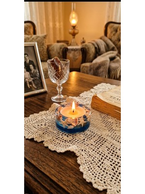 Die Grup Tr El Yapımı Reçine Mumluk, Deniz Kabuğu ve Yıldız Desenli, Mavi, Tealight Uyumlu, Masa Dekorasyonu Için