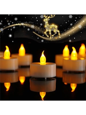 Die Grup Tr Pilli LED Tealight Mum Sıcak Sarı Renk Dekorasyon Süsleme Düğün Kına Organizasyon (24)