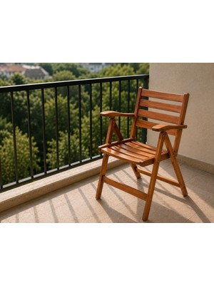 Art Garden Ahşap Katlanabilir Raquetti Koltuk, Rustik Meşe