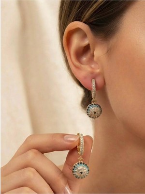 Xuping Jewelry Nazar Boncuklu Küpe 14K Kadın Küpe Antialerjik Suya Dayanıklı Gold Nazar Boncuklu Küpe Nazarlı Küpe