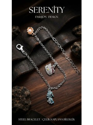 Serenity Hello Kity Charm Taşlı Çelik Bileklik