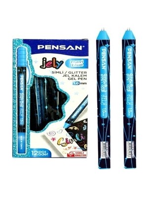 Mbb E-Ticaret Pensan 2800 Mavi Jely Glitter Simli Jel Kalem 12'li *50