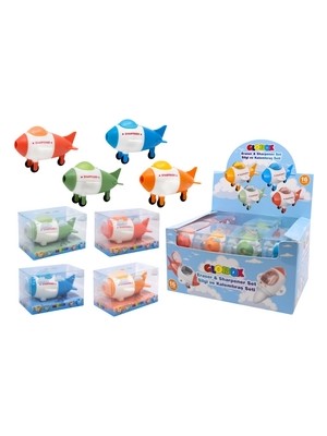 Mbb E-Ticaret Globox 4070 Kalemtıraş+Silgi (Uçak) 16'lı