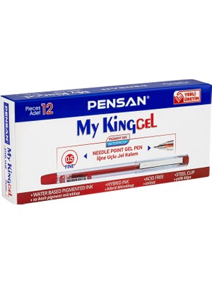 Mbb E-Ticaret Pensan 6405 My-King Jel Kalem Metal Klips Kırmızı 12Lİ *144
