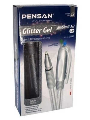 Mbb E-Ticaret Pensan 2800 Gümüş Jely Glitter Simli Jel Kalem 12'li *50