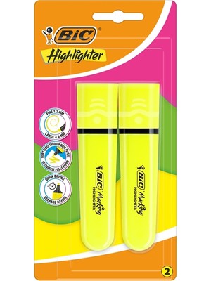 Mbb E-Ticaret Bic Flat Fosforlu Kalem 2 Li Sarı 517920