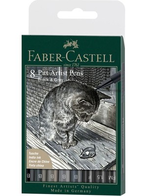 Mbb E-Ticaret Faber Pıtt Artist Pen Fırça Uçlu Çizim Kalemi 8 Li Gri&siyah 167171
