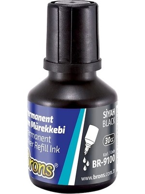 Mbb E-Ticaret Brons Permanent Marker Mürekkebi Siyah 30 cc BR-9100-(***3 Adet***)