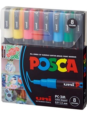Mbb E-Ticaret Uni-Ball Pc-3m/8c Set Ana Renkler Posca Su Bazlı Marker