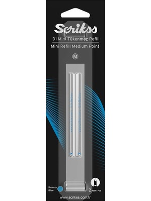 Mbb E-Ticaret Scrikss D1 Tükenmez Kısa Refil Mavi 2 Li Blister-(***1 Adet***)