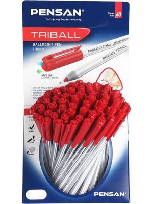Mbb E-Ticaret Pensan 1003 Triball Tükenmez Kırmızı 1.0m 60'lı *16