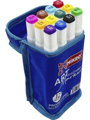 Mbb E-Ticaret Mikro ZW-8001  Art Çift Taraflı Çantalı  Marker 12'li *100 >