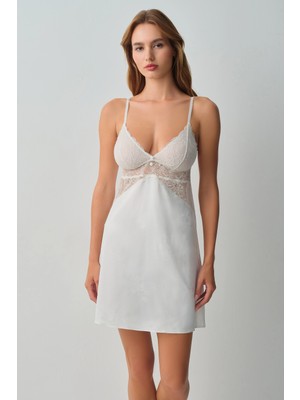 Suwen Ecru Bride Lace Short Nightgown
