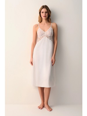 Suwen Ecru Vivienne Lace Long Nightgown