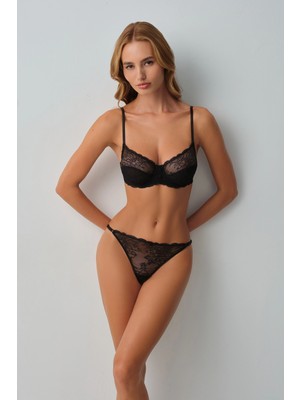 Suwen Black Private Lace Underwire Bra