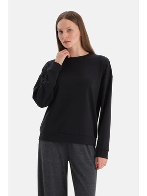 Dagi Black Basic Modal Sweatshirt