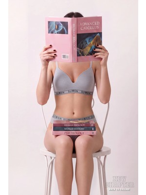 Suwen Grey Melange New Chapter Back To College Campus Cotton Wireless Bralette Bra